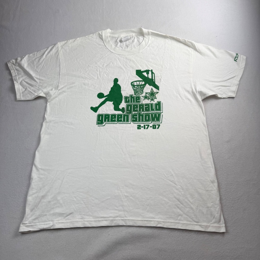 Reebok Gerald Green Show 2007 Slam Dunk Contest T-Shirt Mens XL White Green‎ NBA